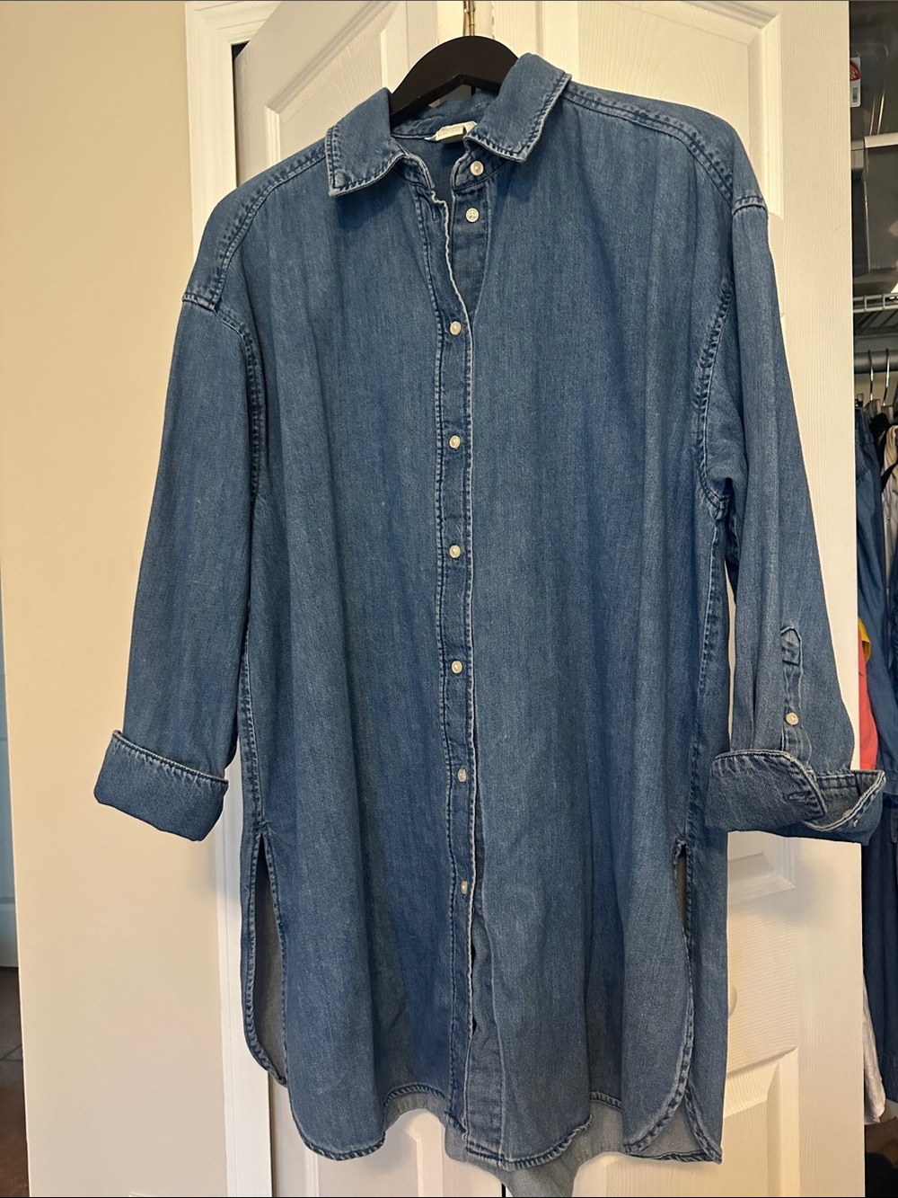 H&M Denim Button-Up Shirt Dress - stonewashed Blue